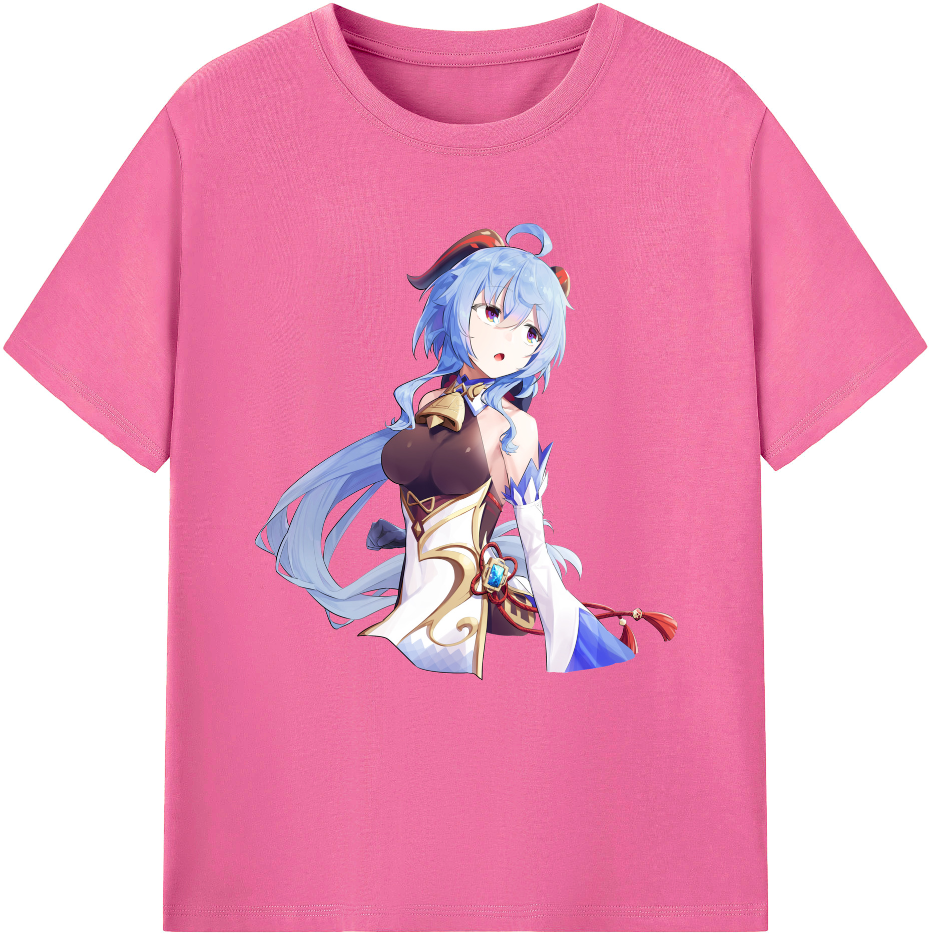 げんし神 甘雨 かんう genshin Ganyu レディースカジュアルプリントTシャツ（綿100％）